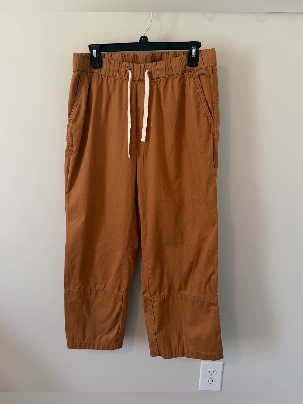 Pact Organic Cotton Twill Drawstring Crop Pants Women’s Size Medium Brown